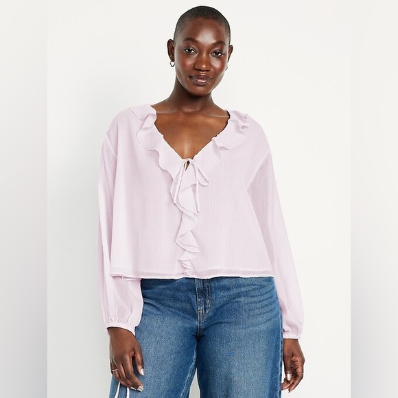 NWT Old Navy Light Purple Ruffle Blouse - Picture 2 of 5